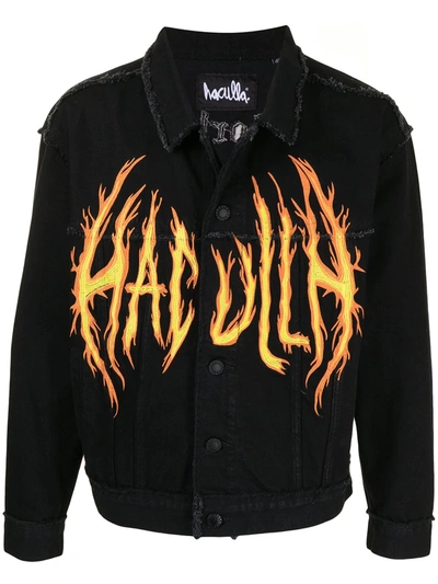 Haculla Hac On Fire Denin Jacket In Black