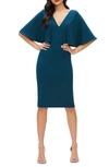 Dress The Population Louisa Butterfly Sleeve Cocktail Dress In Peacock Blue