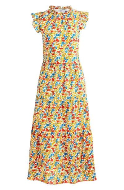 J Crew Liberty Poppy Daisy Print Tiered Dress In Cerise Blue Multi ModeSens