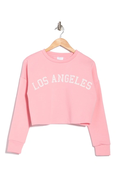 Abound Cropped Graphic Pullover Sweatshirt In Pink Los Angeles