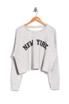 Abound State Print Cropped Fleece Pullover In Grey Heather New York