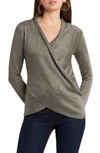 1.state Sparkle Cozy Crisscross Front Knit Top In Army Green