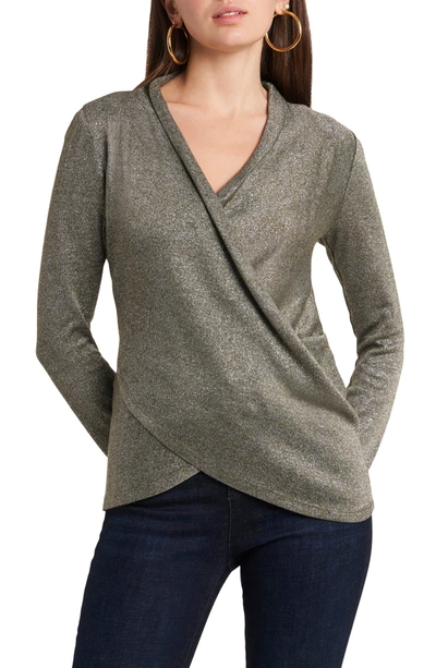 1.state Sparkle Cozy Crisscross Front Knit Top In Army Green