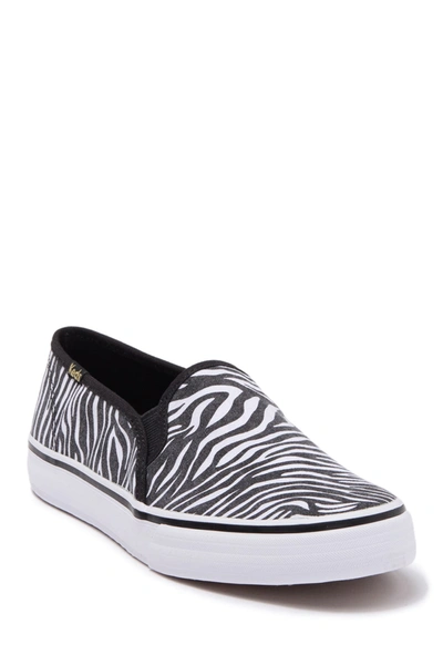 Keds Double Decker Zebra Slip-on Sneaker In White/blac