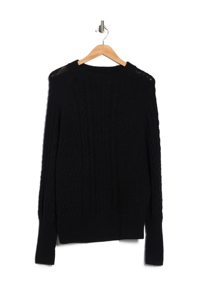 Allsaints Dilone Cable Knit Wool Blend Sweater In Ink Blue