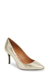 Calvin Klein Gayle Shiny Snake Embossed Leather Pump In Soft Gold Leather