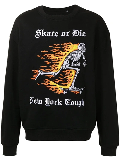 Haculla Skate Or Die Graphic-print Cotton-jersey Sweatshirt In Black
