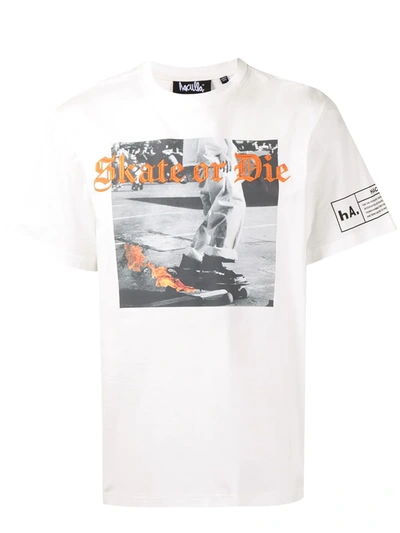 Haculla Skate Or Die Embroidery T-shirt In White