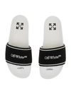 OFF-WHITE MAN WHITE SLIPPERS WITH BLACK LOGOED TERRY BAND,OMIC001R21MAT003 0110