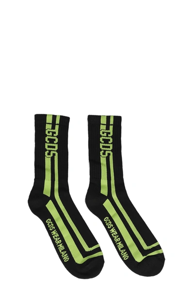 Gcds Round Socks In Nero/lime