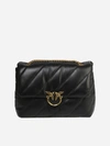 Pinko Love Mini Puff Leather Crossbody Bag In Black