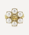 GUCCI GOLD-TONE FAUX PEARL DOUBLE G COCKTAIL RING,000715232