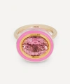 ALICE CICOLINI 14CT GOLD SILVER TILE IMPERIAL OVAL PINK TOURMALINE AND PINK SAPPHIRE PAVE RING,000720884