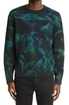 Saint Laurent Slim-fit Tie-dyed Fleece-back Cotton-jersey Sweatshirt In Noir/ Vert/ Vert