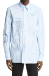 RAF SIMONS ARCHIVE REDUX SS '04 EMBROIDERED BUTTON-UP SHIRT,A01-213-10007-00041