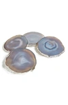 Anna New York Lumino 4-piece Agate & Pure Silver Coaster Set In Brown