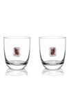 Anna New York Elevo 2-piece Amythest & Crystal Double Old-fashioned Glass Set In Smoke Agate