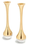Anna New York Dual Set Of 2 Candlesticks In Carrara Gold