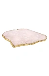 Anna New York Kiva Rose Quartz & Silver Large Platter In Rose Quartz