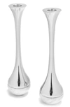 Anna New York Dual Marble & Silver Tone Candle Holders In Carrara Silver