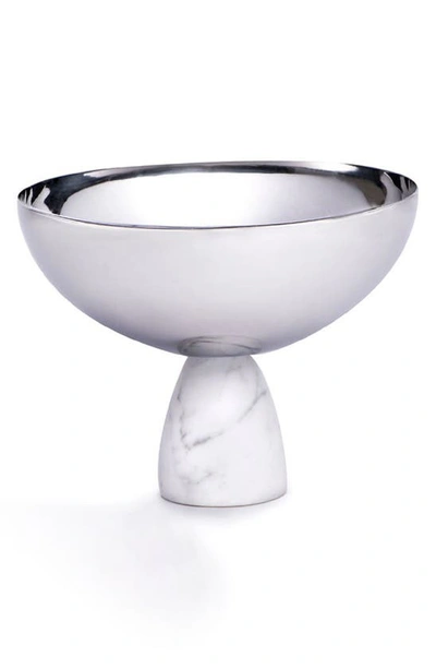 Anna New York Coluna Marble Nut Bowl In Carrara Silver