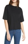 Vince Wide Sleeve Crop Pima Cotton T-shirt In Black