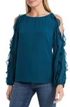 1.state Cold Shoulder Ruffle Sleeve Blouse In Vintage Spruce