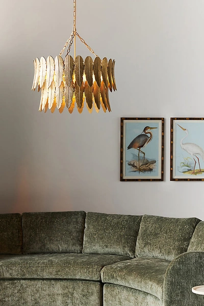 Anthropologie Quill Feather Chandelier In Brown