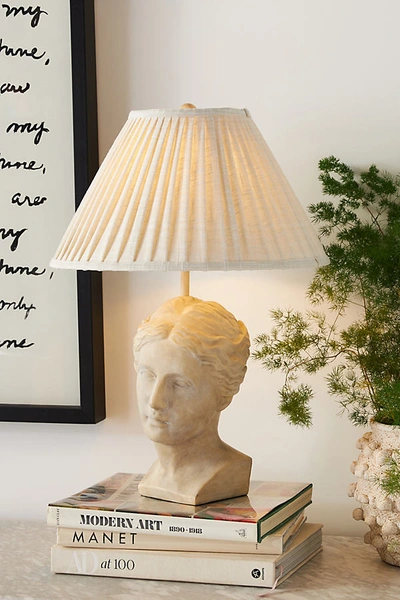 Anthropologie Grecian Bust Table Lamp In Grey
