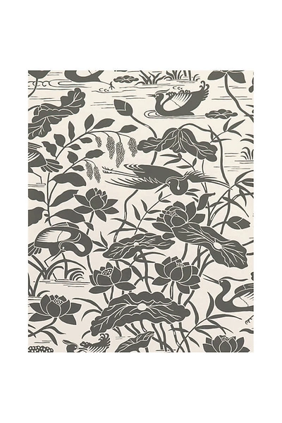 Anthropologie Heron & Lotus Flower Wallpaper In Assorted