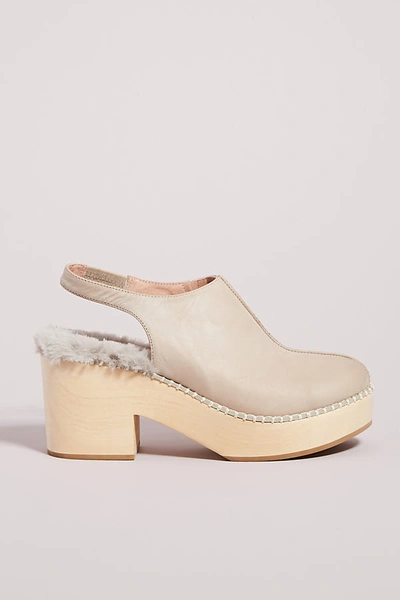 Silent D Sherpa-lined Slingback Clogs In Grey