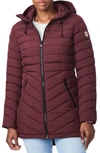 Bernardo Bernado Packable Ecoplume(tm) Hooded Walker Coat In Garnet