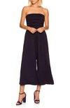 Susana Monaco Strapless Wide-leg Cropped Jumpsuit In Midnight