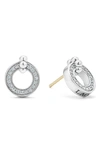 Lagos Sterling Silver Caviar Spark Diamond Circle Stud Earrings In Diamond/ Silver