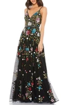 MAC DUGGAL FLORAL EMBELLISHED A-LINE GOWN,5400
