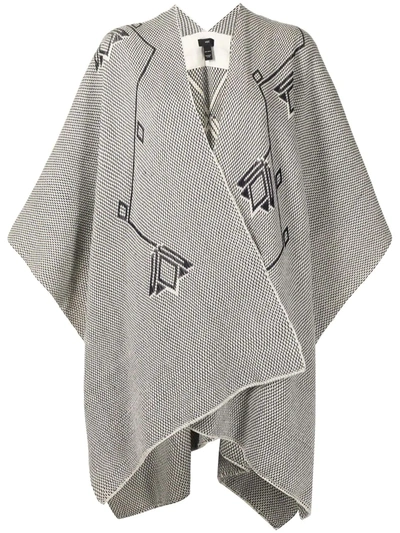 Voz Double V-neck Merino Shawl In Grey