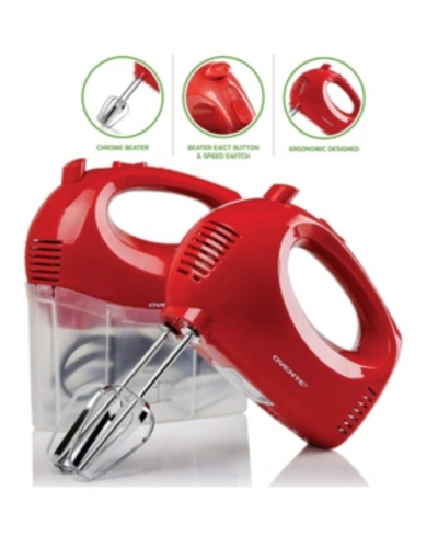 Ovente Electric Hand Mixer In Red