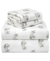 Pointehaven Printed Flannel Twin Sheet Set Bedding In Elephants