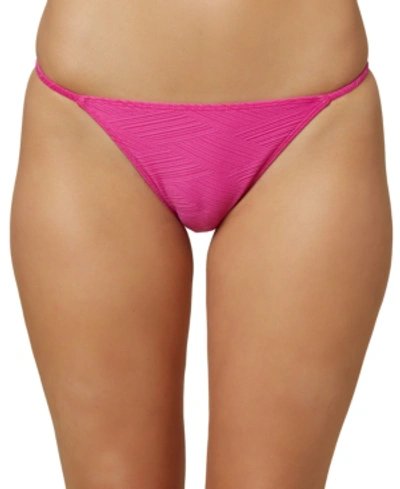 O'neill Juniors' Textured Hipster Bikini Bottoms Women's Swimsuit In Neon Pink