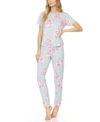 FLORA BY FLORA NIKROOZ FLORA BY FLORA NIKROOZ WOMEN'S ANNETTE PRINTED KNIT PAJAMA SET