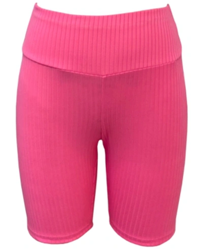 Jenni Ribbed Bike Shorts, Created For Macy's In Neon Pink