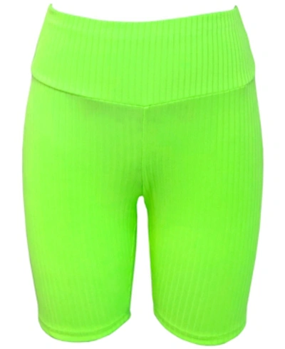 Jenni Ribbed Bike Shorts, Created For Macy's In Neon Lime