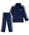 Adidas Originals Kids' Adidas Little Boys Zip Front Tricot Jacket And Pant Set In Blue