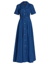 Staud Millie Short-sleeve Belted Shirtdress In Cobalt
