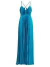A.l.c Aries Pleated Gown In Cerulean