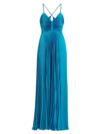 A.l.c Aries Pleated Gown In Cerulean