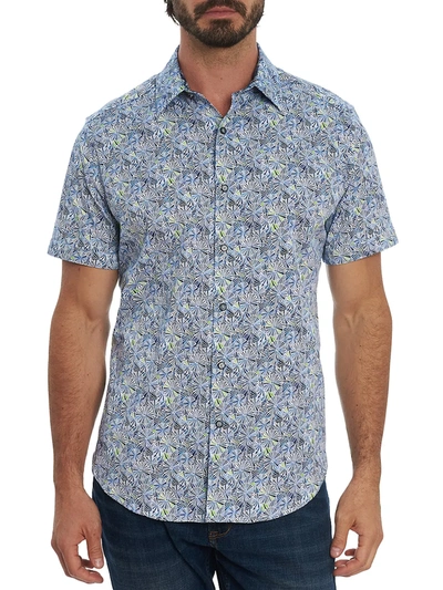 Robert Graham Ballard Floral Short Sleeve Button-up Shirt In Blue