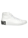 MOSCHINO MEN'S LOGO LEATHER SNEAKERS,400013339693
