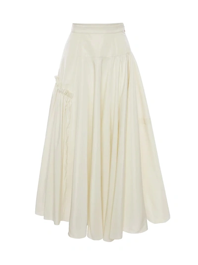 Alexander Mcqueen Asymmetric Gathered-faille Midi Skirt In White