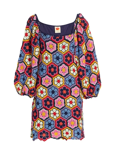 farm rio flower crochet mini dress Farm Rio Flower Crochet Mini Dress In Multi